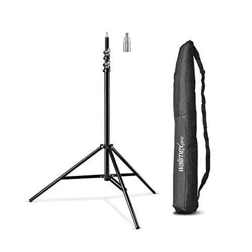 Walimex pro WT-806 Soporte de luz (con amortiguación de muelle, aluminio, máximo 256 cm, carga de 6 kg, Soporte para reflector, flash, softbox de estudio) con bolsa