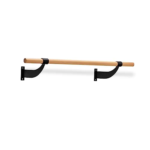 GYMAX 120 cm Barra per Danza Classica a Muro, Sbarra Danza Classica in Legno Massiccio con Altezza Fissa, Salvaspazio, per Bambini e Adulti, Adatta per Yoga, Stretching, Allenamento (Nero)