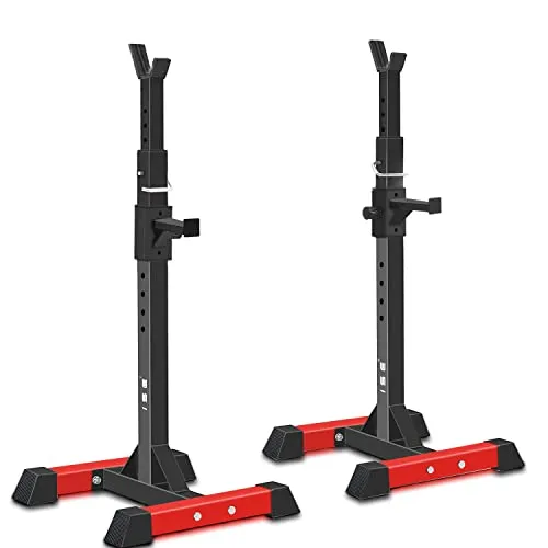 ISE Supporto Bilanciere/Rack da Squat, Rack Bilanciere Regolabile, Rack Squat con Barre di Supporto, Squat Rack Altezza Regolabile 104-175CM, Porta Bilanciere Stabile& Rack Palestra Robusto, Nero