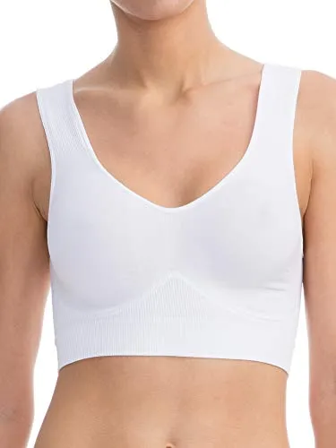 FarmaCell Bodyshaper 618 (Bianco, XL) Reggiseno Push-Up - Top Elasticizzato Spalla Larga con Effetto Supporto Seno