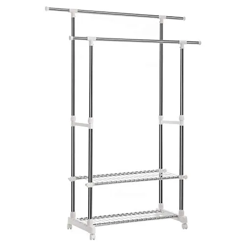 Songmics LLR03W Stand Appendiabiti con Ruote Regolabile, 95-172 cm