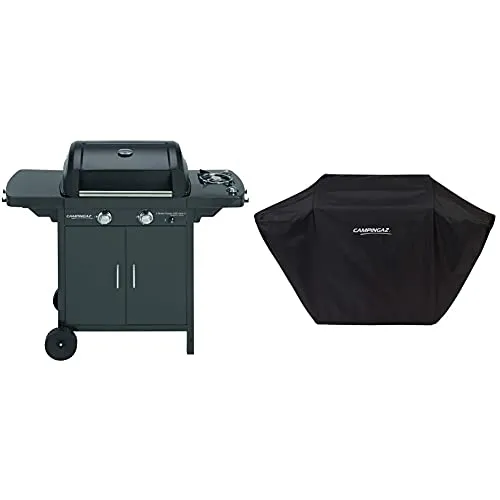 Campingaz 2 Series D Barbecue A Gas Serie 2 Classic Exs Vario A 2 Fuochi, Potenza 7,5 Kw & Bbq Accy Cover Copertura Barbecue, Resistente Ad Acqua E Intemperie, Cordoncino Per Fissaggio 3 Serie