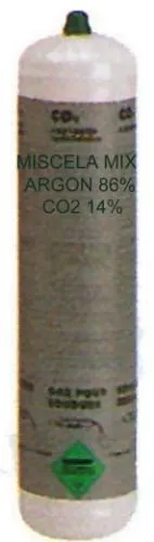 BOMBOLA GAS MISCELA MIX (ARGON - CO2) 1Lit NON RICARICABILE X FILO CONTINUO BOMBOLE USA E GETTA ATTACCO M10x1Rh