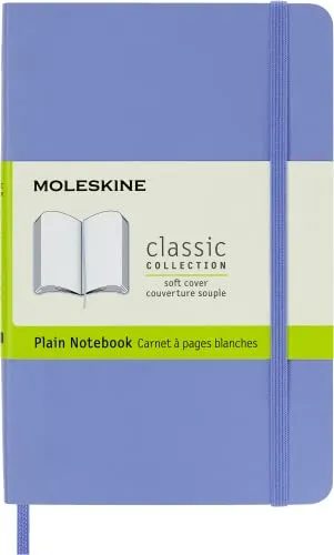 Moleskine - Classic Notebook, Taccuino con Pagine Bianche, Copertina Morbida e Chiusura ad Elastico, Formato Pocket 9 x 14 cm, Colore Blu Ortensia, 192 Pagine
