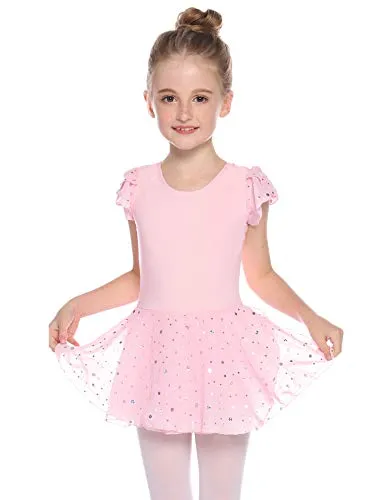 Hawiton Body Danza Classica Bambina 5-16 Anni Cotone, Elasticità Manica Corta Balletto Leotard Ginnastica Ritmica Artistica Ragazza Abbigliamento