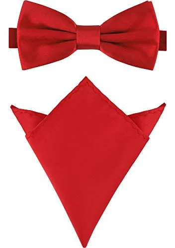 Ladeheid Set Papillon e Fazzoletto Taschino Uomo M/P (12cm x 6cm, 22cm x 22cm, Rosso)