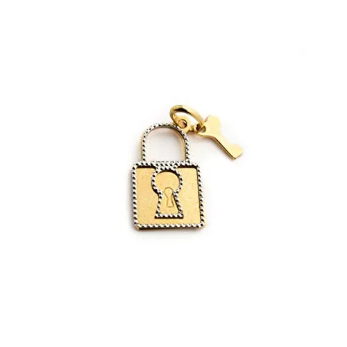 pendente ciondolo lucchetto con chiave in oro giallo 18kt 750 regalo donna ragazza amore san valentino