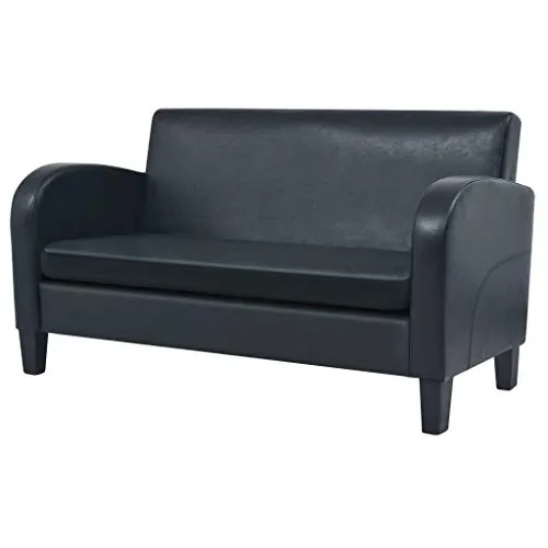 vidaXL Divano a 2 Posti in Pelle Sintetica Nero con Braccioli Divanetto Sofa