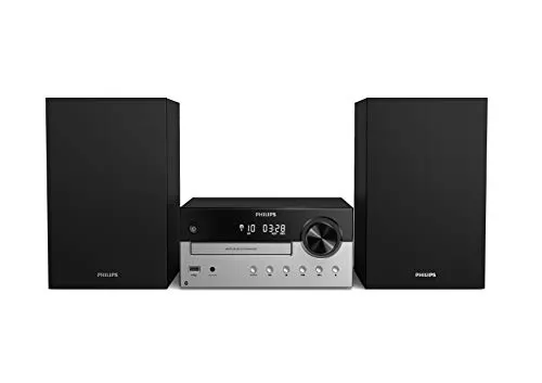 PHILIPS AUDIO, TAM4205/12, M4205/12 Mini Impianto Stereo Hi-Fi Compatto (Bluetooth, Radio FM, CD-MP3, Ingresso Audio, Porta USB per Ricarica, 60 W, Altoparlanti Bass Reflex