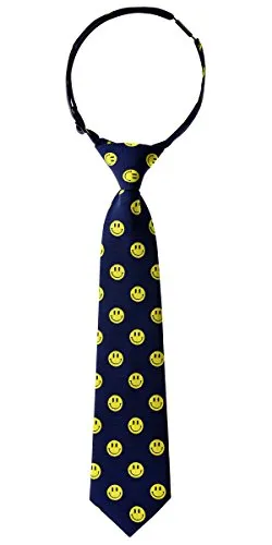 Retreez, cravatta da ragazzo con faccina sorridente, tessuto preannodato, vari colori blu navy 4-7 Anni