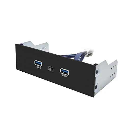EZDIY-FAB 2-Port USB3.0 Type A + USB3.1 Type C 5.25 Zoll Metall Frontplatte USB HUB[Connettore a 20 Pin- Cavo di 73 cm] USB3.1 Extender 10 Gbps Trasferimento Dati ad Alta velocità