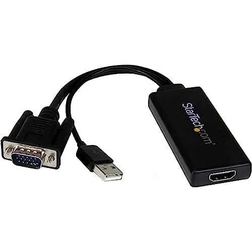 StarTech.com Adattatore Convertitore VGA a HDMI con supporto Audio via USB, Cavo Convertitore Portatile VGA a HDMI, 1080p