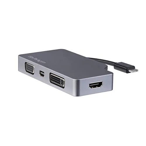 StarTech.com Adattatore Video USB-C Multi-Porta - Grigio Siderale - 4 in 1 USB-C a VGA, DVI, HDMI o mDP - 4K