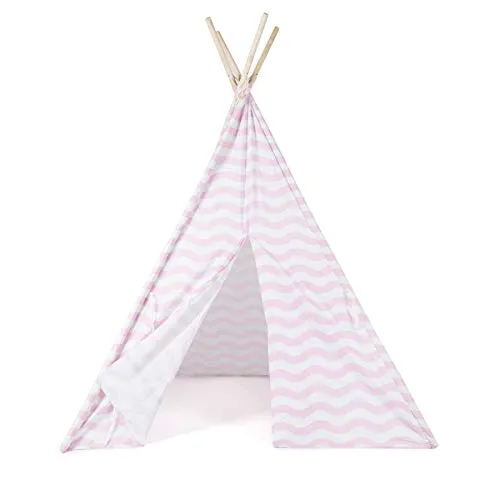 boppi Spaziosa Tenda Indiana Tepee da Gioco per Bambini, Interni o Esterni, Portatile, Struttura in Legno, Rivestimento in Tela, Wigwam, casetta per Bambini e Bambine - Rosa