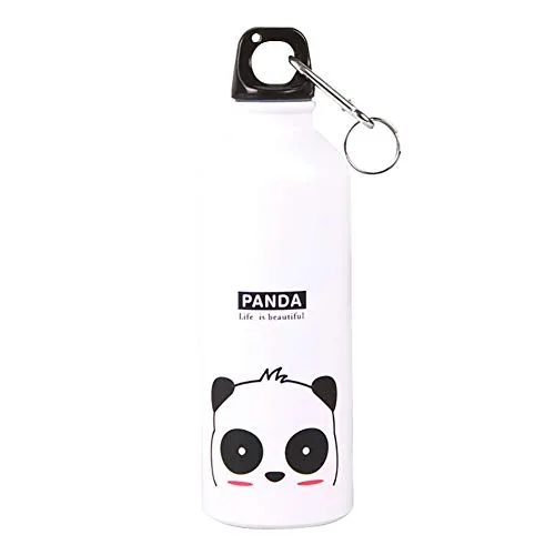 Qingsb - Borraccia da 500 ml, in alluminio, portatile, per viaggi, sport, corsa, Panda*
