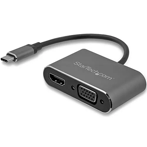 StarTech.com Adattatore USB-C a VGA + HDMI 2 in 1 - 4K 30Hz - Grigio Siderale - Convertitore USB tipo C con cavo integrato da 15cm (CDP2HDVGA)