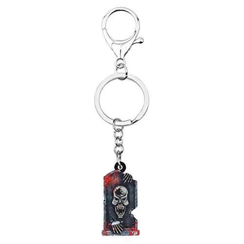 HXYKLM Acrilico Halloween Blood Skull Skeleton Lapide Portachiavi Anello Bag Car Wallet Decoration Portachiavi Accessori Donna Ragazza