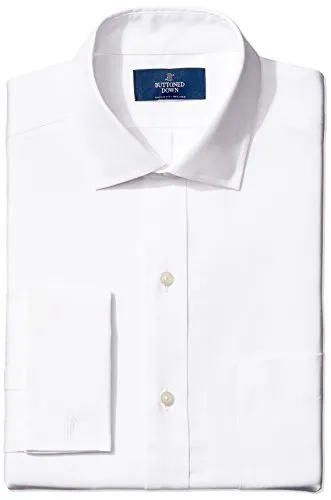Buttoned Down Classic Fit French Cuff Spread Collar Solid Camicia, Bianco (White), 18" Collo 34" Manica