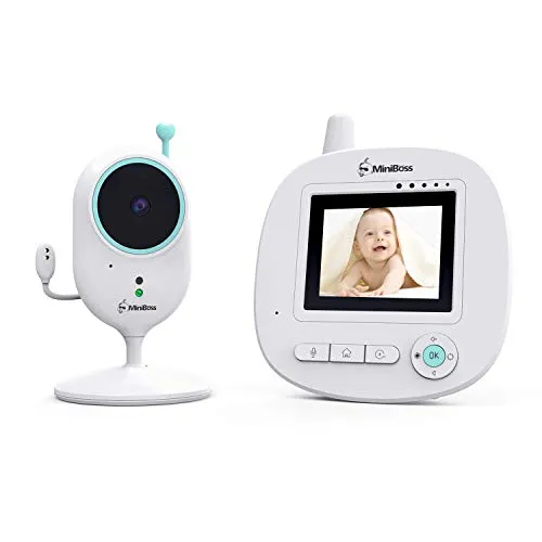 MiniBoss Baby Monitor con fotocamera 2.4"LCD Video Audio Fotocamera digitale wireless con portata 960ft Conversazione bidirezionale Visione notturna a infrarossi Sensore di temperatura Ninnananne