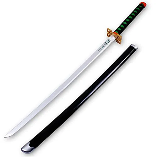 MOMAMOM Demon Slayer Sword Blade Legno Prop 104Cm Modello di Arma per Gli Amanti degli Anime Puntelli Cosplay Arma Decorativa Giocattoli Regalo da Collezione Giapponese Katana