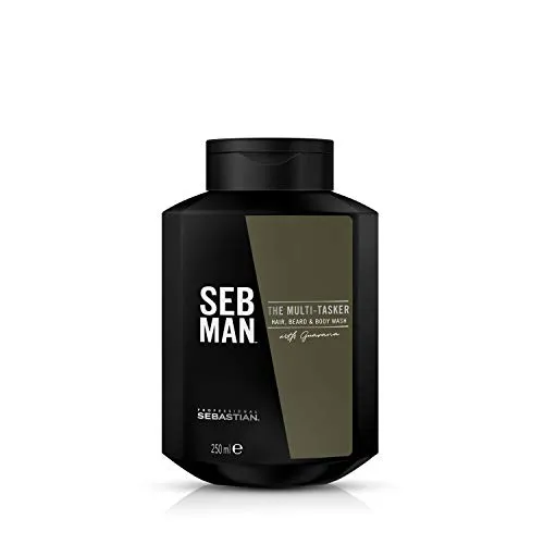 Seb Man The Multitasker | Detergente per Capelli, Barba e Corpo, Shampoo 3 in 1 | Per Tutti i Tipi di Capelli | Multi Beneficio, Estratto di Guaranà, 250ml
