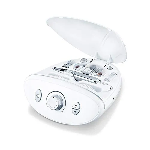 Beurer MP 100 Set Professionale per Manicure e Pedicure, Fresa elettrica con 10 Accessori per la cura delle Unghie di Mani e Piedi, Adatto anche per le Unghie Artificiali come Gel o Semipermanente