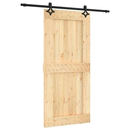 vidaXL Porta Scorrevole con Set Hardware 95x210 cm Legno Massello Pino