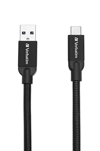 Verbatim - Cavo di ricarica e sincronizzazione da USB-C a USB-A in acciaio inox, USB 3.1 GEN 2, ricarica rapida, 100 cm, nero