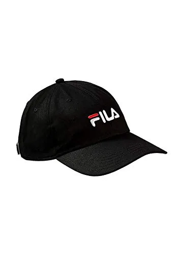 Fila 6 Panel cap with Linear Logo/Strap Back Cappellino da Baseball, Black, Einheitsgröße Unisex-Adulto