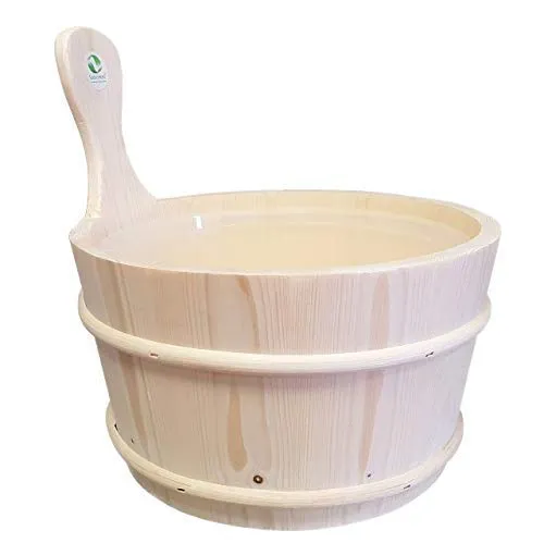 Sudorewell Tinozza Sauna Secchiello per Sauna in Legno Pino 4,0 Litri con Inserto Plastica