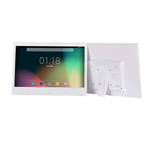 Hahaiyu Grande Pollice Elettrico cornici digitali (17.1 inch) Android Online Versione Completa visualizzazione multimediale Lettore di pubblicità Macchina Display Stand,White