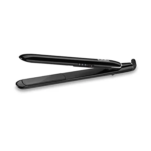 BaByliss ST255E Piastra Lisciante con Rivestimento in Titanium-Ceramic, Funzione Ionica Anti-crespo, Funzione Protect, Funzione Intense, 6 Temperature, Nero