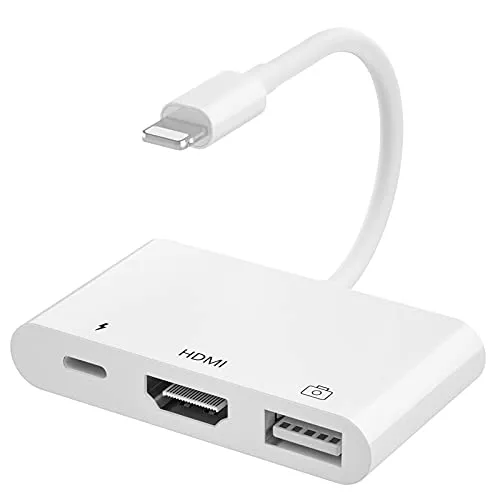 Adattatore Lighting a Digital AV OTG Adattatore Cavo HDMI USB Schermata di Sincronizzazione Connettore con 4K HDMI e USB 3.0 e Porta di Ricarica Compatibile Phone 12 11/XS/XR/X/8/7/6/Pad Air/Mini/Pro