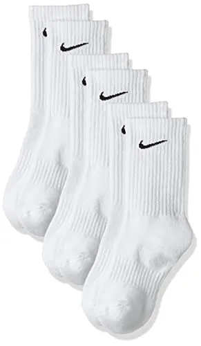 Nike Everyday Cush Crew 3pr, Calze Unisex adulto, Bianco (White/Black), 42-46 confezione da 3