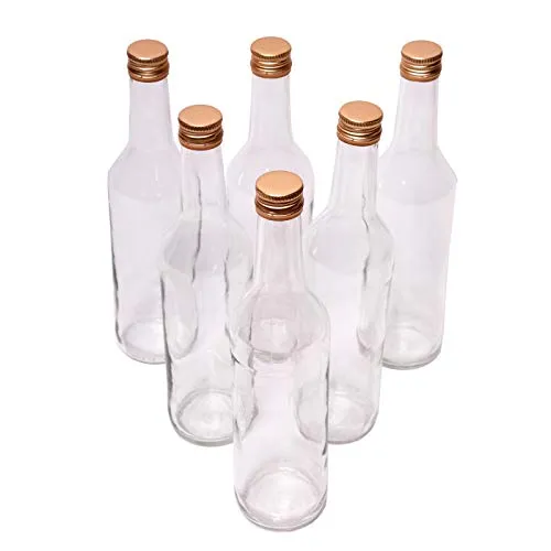 Set di 6 bottiglie di vetro da 500 ml (0,5 l) con tappo a vite, 6 pezzi in un set di alta qualità per succo di frutta, latte, aceto, olio, liquori o liquori.