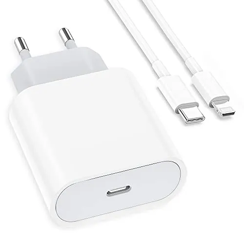 Caricatore iPhone Rapido USB C 20W 【Certificato Apple MFi】 Caricabatterie USB C Ricarica Rapida con Cavo USB C a Lightning 2M PD 3.0 Spina Alimentatore Compatibile con iPhone 14 Pro/13/12/11/XR/XS/X/8