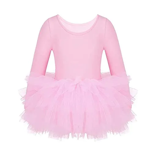 Bambina Balletto Leotard Abito Vestito di Balletto Ragazza Tutu Manica Lunga Abbigliamento da Ginnastica Abiti da Danza Classica Body Usura di Ballo Abiti, 4-5 Anni