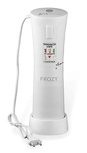 MACOM Just Kitchen 861 Frozy Ice Crusher Tritaghiacchio Elettrico per Granite e Cocktail, 30 W, 56 Decibel, Plastica, Bianco