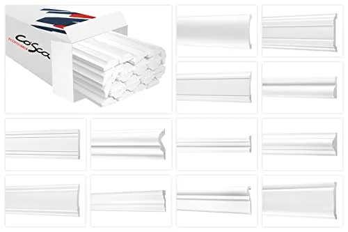 Modanature per pareti in Ecopolimero COSCA - Modanature in polistirene ad alta densità, estremamente resistenti - (CM41-10 metri) modanature piane decorative bianche a stucco