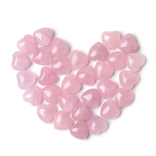 JSDDE Natural Rose Quartz cuore gemma con bottiglia di vetro, mini pietra d'amore per la decorazione della casa, 30 pezzi di quarzo rosa.