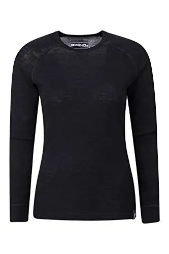 Mountain Warehouse Merino - Maglia Termica Donna - Tessuto Traspirante, Tessuto Antibatterico - Ideale per Le Vacanze Invernali Nero 32