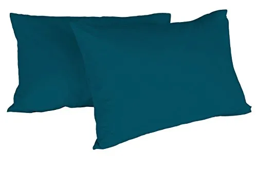 Italian Bed Linen Max Color Coppia di Federe Tinta Unita, 100% Cotone, Verde Petrolio, 52 x 82 cm