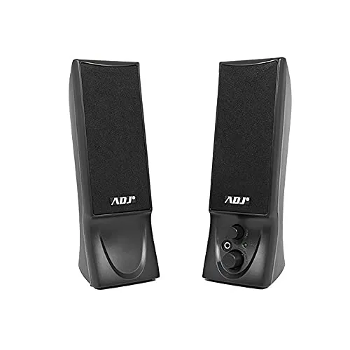 ADJ Slender Set di Altoparlanti 2.0 , Speaker Casse Stereo con Potenza 4W , Alimentate via USB, Jack da 3,5mm per PC, Tablet, Mac, Nero