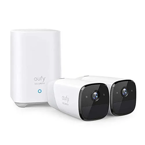 Telecamere di sicurezza domestica wireless eufy Security eufyCam 2, 365 giorni di durata batteria, HD 1080p, IP67, visione notturna, compatibile con Amazon Alexa, kit 2 telecamera, senza costo mensile