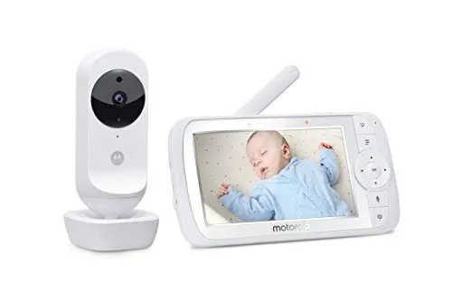 Motorola Nursery Ease 35: Baby Monitor Videocamera Babyphone con schermo da 5.0 pollici: Visione Notturna, Comunicazione Bidirezionale, Ninna Nanna, Monitoraggio della Temperatura, Bianco