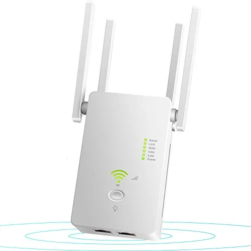 Lvozize Ripetitore WiFi Wireless,1200Mbps Amplificatore Segnale 5GHz/2.4GHz Wi-Fi Range Extender WiFi Repeater,modalità AP/Repeater/Router, 4 Antenne,Compatibile con Modem Fibra e ADSL