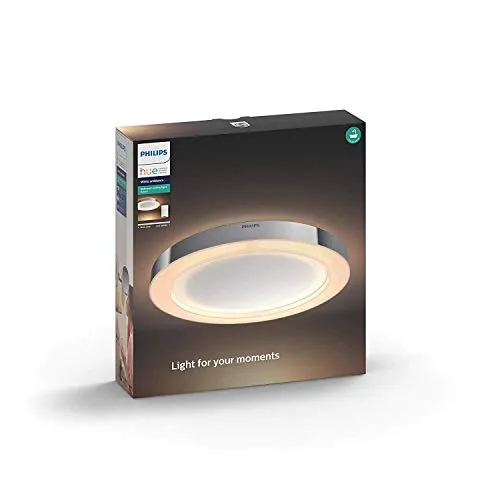 Philips by Signify Adore Bathroom Ceiling Light Philips Hue 43 W, Argento, 40.5 x 40.5 x 5.2 cm