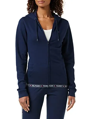 Tommy Hilfiger Felpa con Cappuccio e Zip Donna Terry Cerniera, Blu (Navy Blazer), M