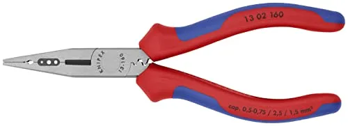 Knipex Pinza Combinata per Elettricisti e Cablatori Bonderizzata Nera, Rivestiti in Materiale Bicomponente 160 Mm 13 02 160