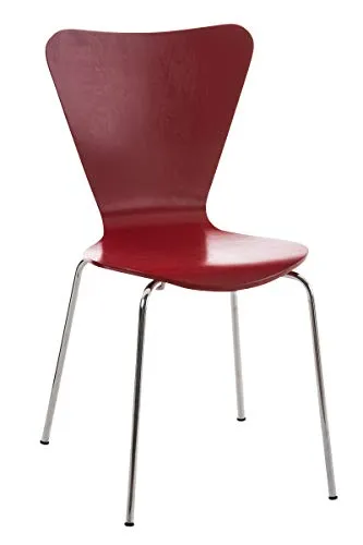 Sedia da Pranzo Impilabile Calisto in Legno E Telaio in Metallo I Sedia Conferenza E Riunioni I Altezza Seduta 45 CM, Colore:Rosso